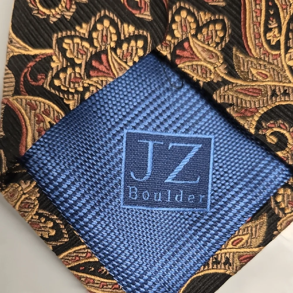 JZ Richards Boulder Luxurious Black and Gold Paisley Tie